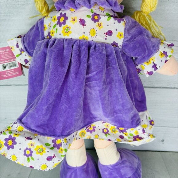 Large 24" Calplush CUTIE DOLLS Girl Purple Floral Butterfly Doll Plush W Tags - Picture 14 of 16
